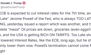 特朗普：美联储主席鲍威尔行动太慢，解职越快越好