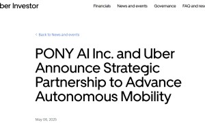 小马智行与优步达成战略合作，将率先在中东推出Robotaxi服务